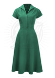 The fabulous Hattie Hostess Dress in Green / Audrey by Pretty Retro at Voluptuous Vintage