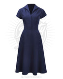 The fabulous Hattie Hostess Dress in Navy / Audrey by Pretty Retro at Voluptuous Vintage
