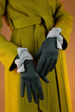 **Henrietta Twisted Bow Gloves Gloves Powder Charcoal 