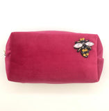 The fabulous Large Velvet Box Bag with Sparkly Insect Pin in Bright Pink by Sixton London at Voluptuous Vintage