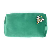 The fabulous Large Velvet Box Bag with Sparkly Insect Pin in Marine Green by Sixton London at Voluptuous Vintage