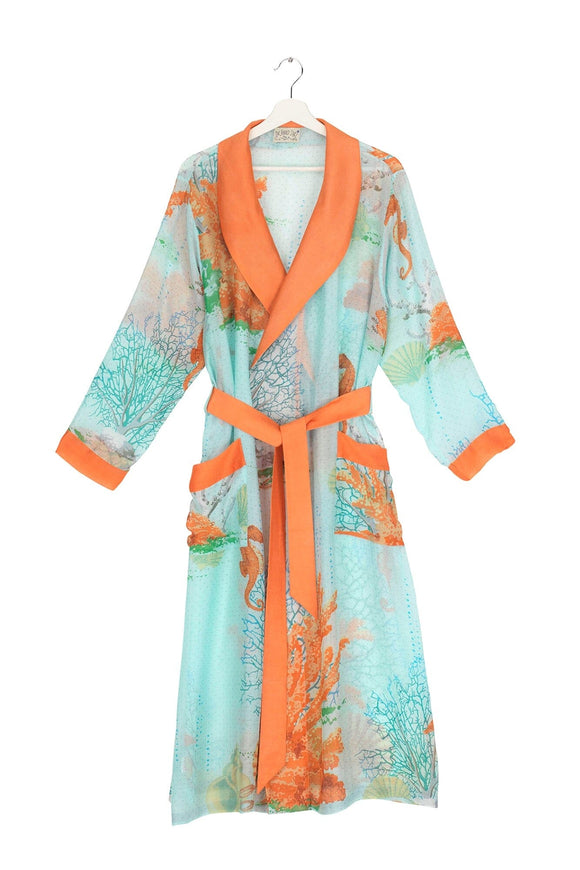 **Luxury Coral Blue Gown Robe One Hundred Stars Blue One Size 