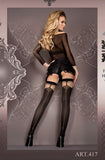 **Luxury Lace Up Effect Opaque Contrast Hold Up Stockings Stockings Ballerina's Secret 