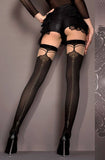 **Luxury Lace Up Effect Opaque Contrast Hold Up Stockings Stockings Ballerina's Secret Black Small-Medium 