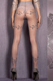 **Luxury Lurex Decorative Seam Tights Stockings Ballerina's Secret Grey Small-Medium 