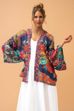 #Luxury Vintage Floral Kimono Jacket Jacket Powder Ink One Size 