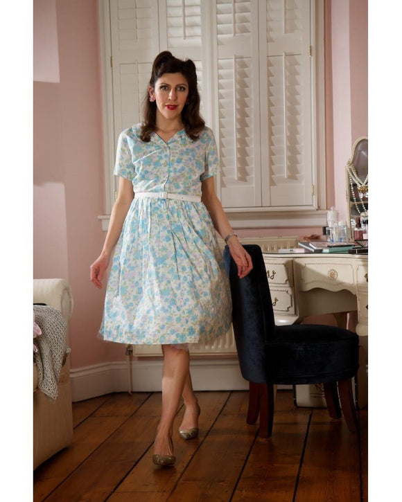 1960s Lynda Lou Pastel Floral Cotton Shirtwaister Dress – Voluptuous Vintage