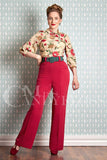 **Melissa Rose High Waisted Pants Trousers Voluptuous Vintage Red Audrey 