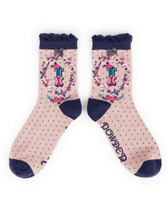 The fabulous Monogrammed Bamboo Socks I in  by Powder at Voluptuous Vintage
