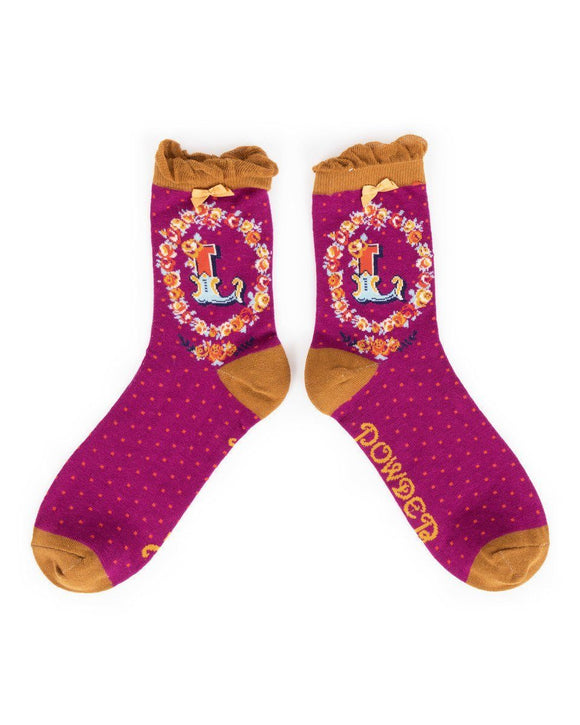 The fabulous Monogrammed Bamboo Socks L in  by Powder at Voluptuous Vintage