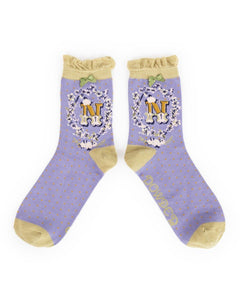 The fabulous Monogrammed Bamboo Socks N in  by Powder at Voluptuous Vintage