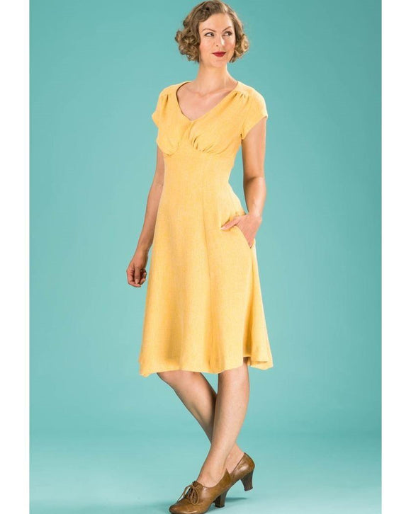 The fabulous My Cup Of Tea Dress in Buttercup Yellow / Hedy by Emmy at Voluptuous Vintage