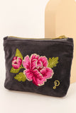 *Painted Peony Velvet Mini Pouch Charcoal Pouch Powder 