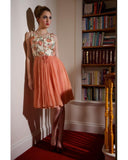The fabulous Peach Silk Brocade Evening Dress in  by Authentic Vintage at Voluptuous Vintage