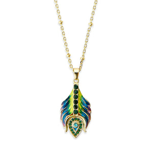 **Peacock Feather Pendant Necklace Bill Skinner Multi 
