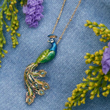 *Peacock Long Pendant Necklace Bill Skinner 