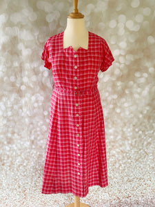 1950s Red Check Shirt Dress Vintage Shirt Waister Dress Authentic Vintage 