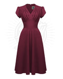 The fabulous Rowena Swing Dress in Wine / Audrey by Pretty Retro at Voluptuous Vintage