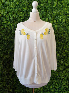 **Collectif x Modcloth Abigail Lemon Embroidered Cardigan RR Knitwear Retro Revibe 