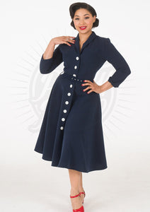 Sally Shirtwaister Dress Dress Pretty Retro Navy Audrey 