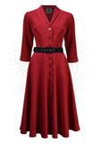 The fabulous Sally Shirtwaister Dress in Red / Audrey by Pretty Retro at Voluptuous Vintage