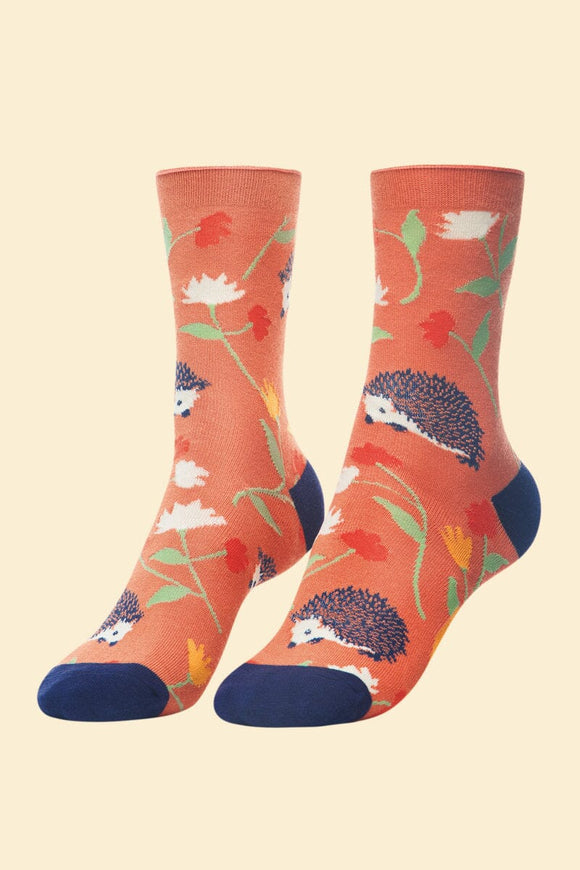 **Snuffling Hedgehogs Bamboo Ankle Socks Socks Powder Orange One Size 