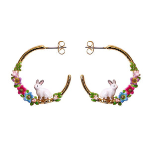 **Spring Flower Rabbit Hoop Earrings Earrings Bill Skinner Multi 