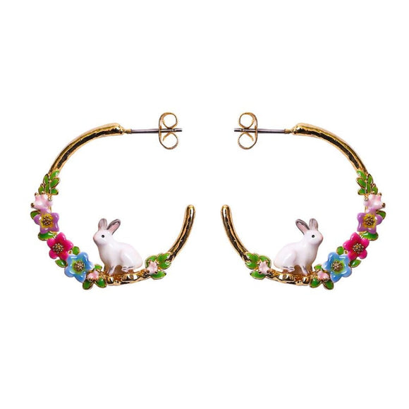 Spring Flower Rabbit Hoop Earrings – Voluptuous Vintage