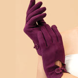 #Suki Faux Suede Gloves Gloves Powder Damson One Size 