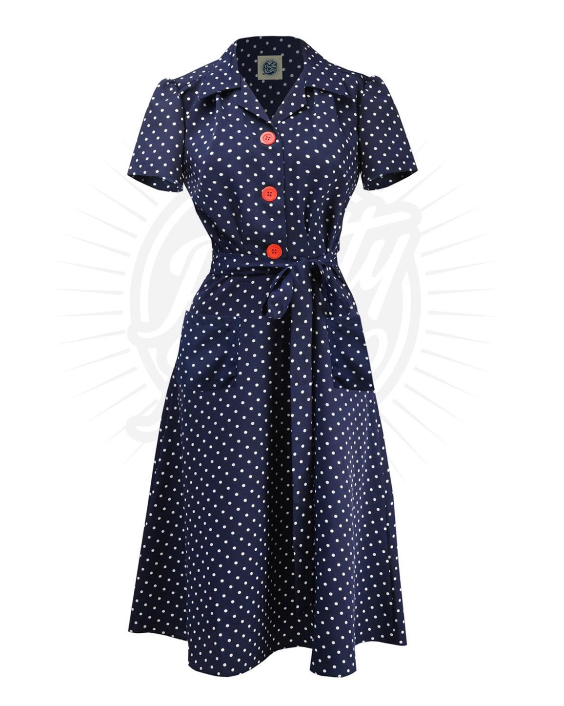 Sylvie 40s Polkadot Shirt Dress  Voluptuous Vintage