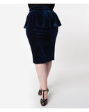 The fabulous Textured Velvet Peplum Skirt in  by Unique Vintage at Voluptuous Vintage