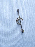 **Victorian Antique 14k Gold Pearl Crescent Moon Bar Pin Brooch Vintage Brooch Authentic Vintage 