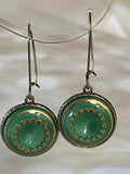 *Vintage Glass Button Brass Earrings Earrings Grandmother's Buttons 