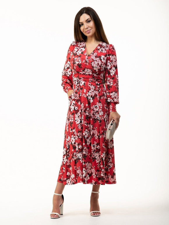 Vivian Flowers Long Sleeve Jersey Dress Jolie Moi 