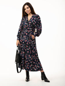 **Vivian Long Sleeve Floral Jersey Dress Dress Jolie Moi 