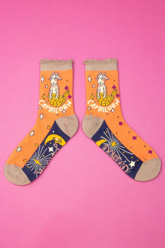 **Zodiac Bamboo Ankle Socks - Capricorn Socks Powder 