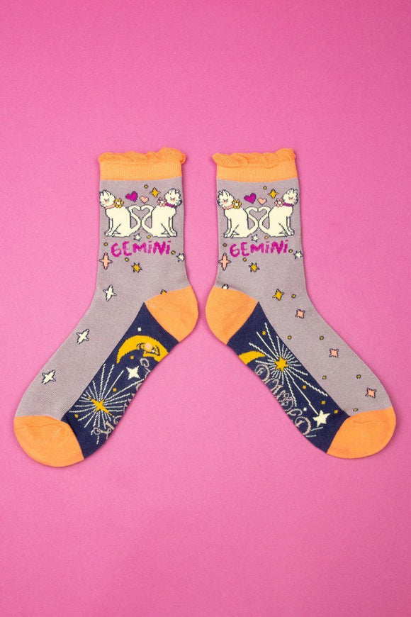 **Zodiac Bamboo Ankle Socks - Gemini Socks Powder 